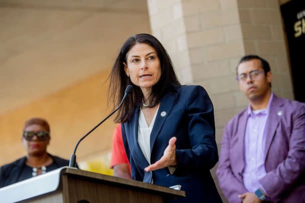 PHOTO: Michigan Attorney General Dana Nessel speaks to the press on Sept. 19, 2022, in Flint, Mich.urnal via AP) (Jake May/AP, FILE)