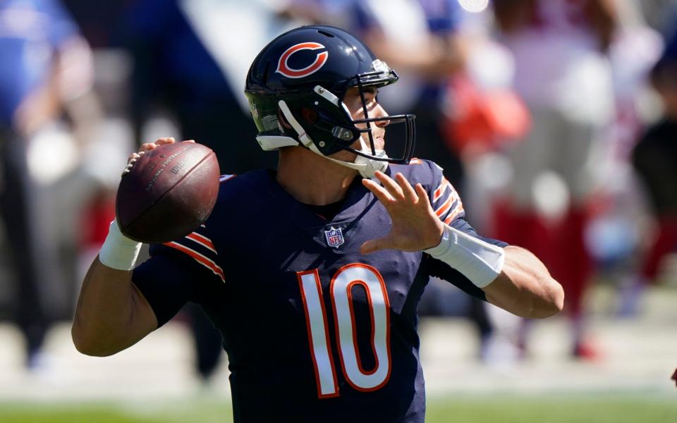 Chicago Bears quarterback Mitchell Trubisky throws against the New York Giants during the first half of an NFL football game in Chicago, Sunday, Sept. 20, 2020.  - AP