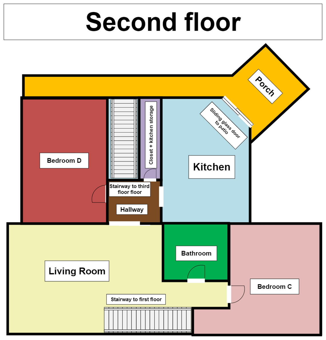 Layout of the second floor of the Moscow home where the homicides took place.