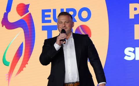 Darren Gough during the Euro T20 Slam Players' Draft at Sofitel London Heathrow on July 19, 2019 in London, England - Credit: Getty Images