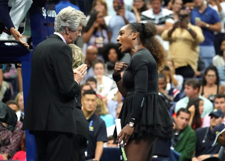 'Too far': Serena Williams argues with referee Brian Earley during the US Open final