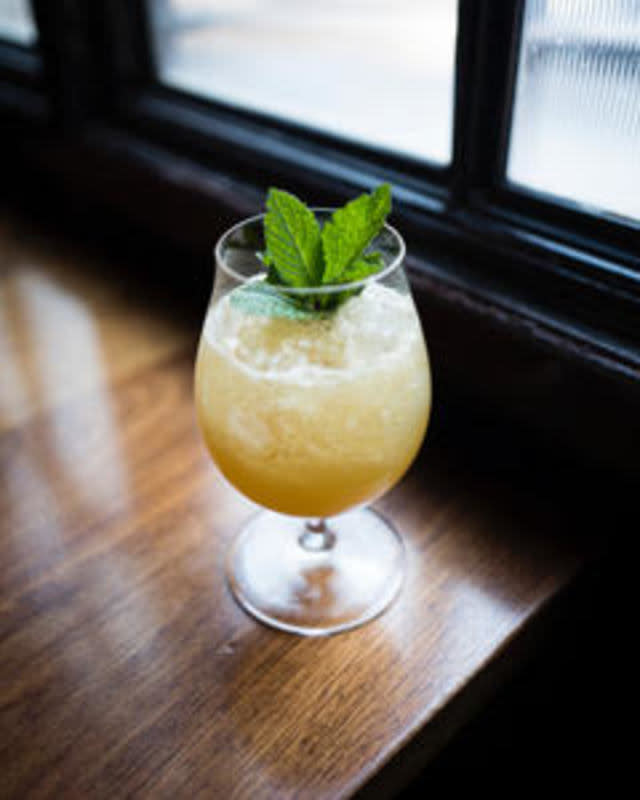<p>WM Mulherin's Sons Philadelphia, PA</p><p>Cognac, yellow chartreuse, fresh lemon and a base of a simple syrup make a refreshing summer drink. Garnish with a few sprigs of mint leaves for a summer cocktail.</p><p>Recipe Courtesy of <a href="http://wmmulherinssons.com/" rel="nofollow noopener" target="_blank" data-ylk="slk:Wm. Mulherin’s Sons;elm:context_link;itc:0;sec:content-canvas" class="link rapid-noclick-resp">Wm. Mulherin’s Sons </a>in Philadelphia, PA:</p><p>• 2 oz Cognac </p><p>• 3/4 oz yellow Chartreuse </p><p>• 3/4 oz lemon </p><p>• 1/2 oz simple syrup </p><p>• 3 sprigs of mint</p>