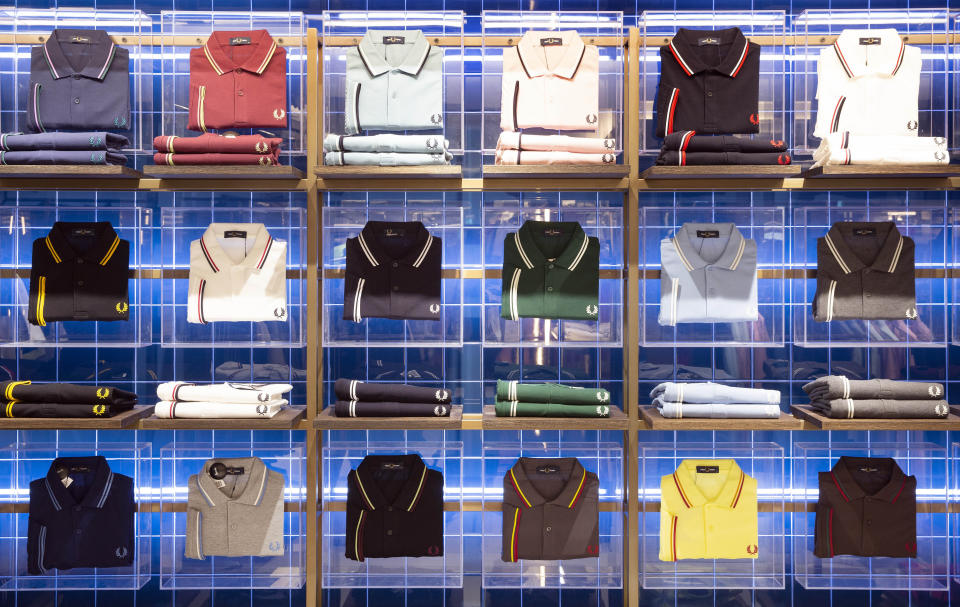 <p>EDITORIAL USE ONLY General views of the Fred Perry section at the unveiling of Harrods' newest menswear department, a 4000 sq. ft. space dedicated to sportswear, which opens today and comes as part of a �300m restoration project in London. Picture date: Friday May 28, 2021.</p>
