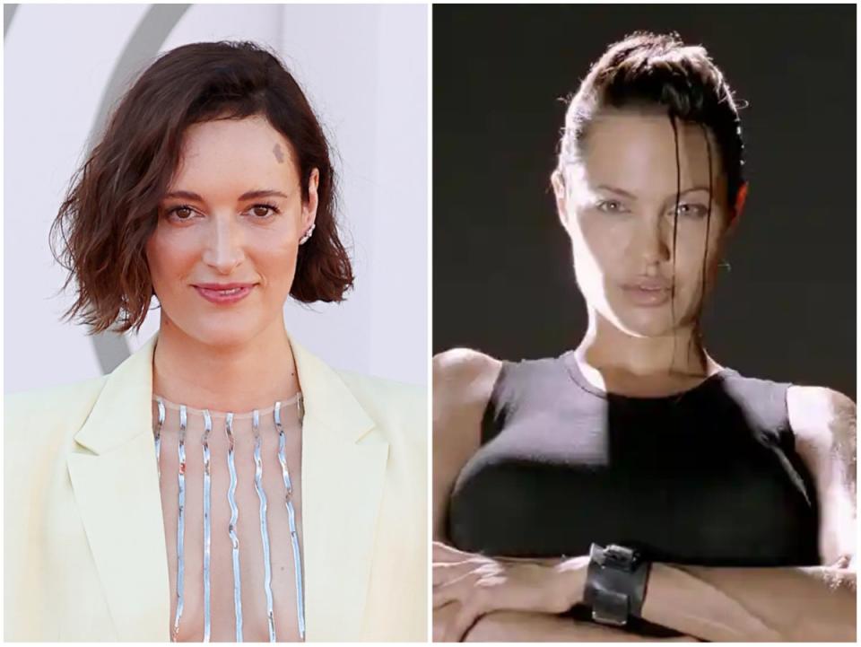 Phoebe Waller-Bridge (left) and Angelina Jolie as Lara Croft (Getty Images/Allstar/PARAMOUNT/Sportsphoto Ltd./Allstar)