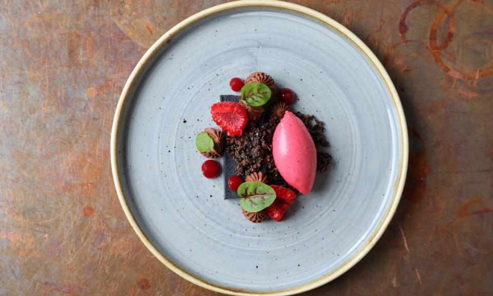 ‘I was left with the sense of a kitchen having fun’: raspberry sorbet.