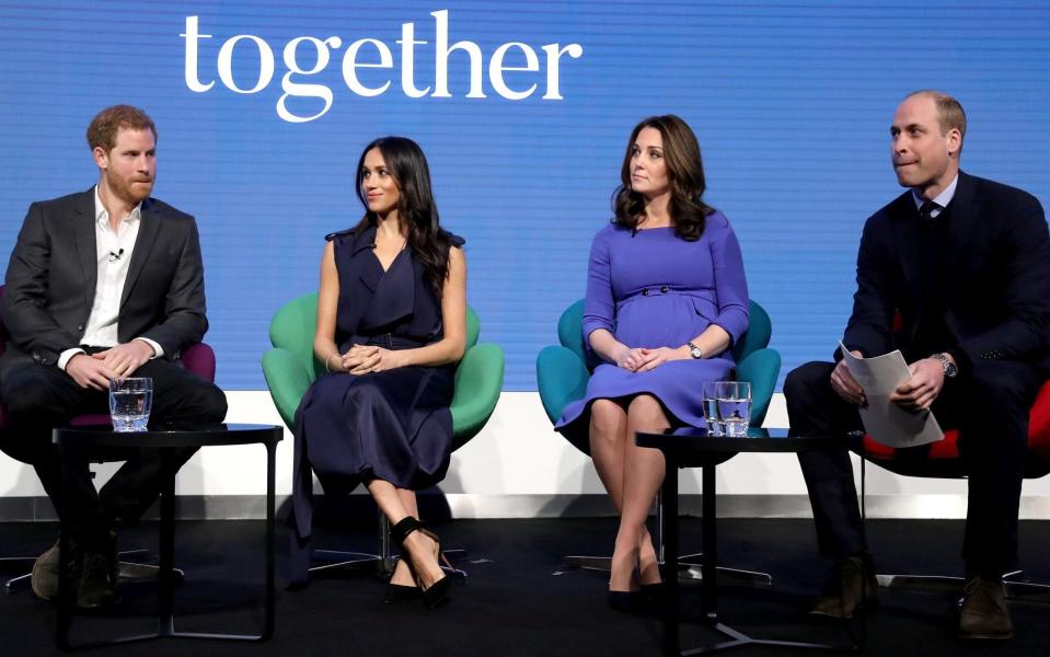 Harry, Meghan, Kate and William at a Royal Foundation forum in February 2018 - REUTERS
