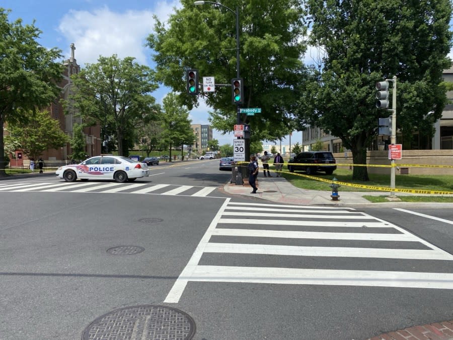 A Metropolitan Police Department officer was shot in Northwest D.C. on May 20. (Anthony Deng/DC News Now)