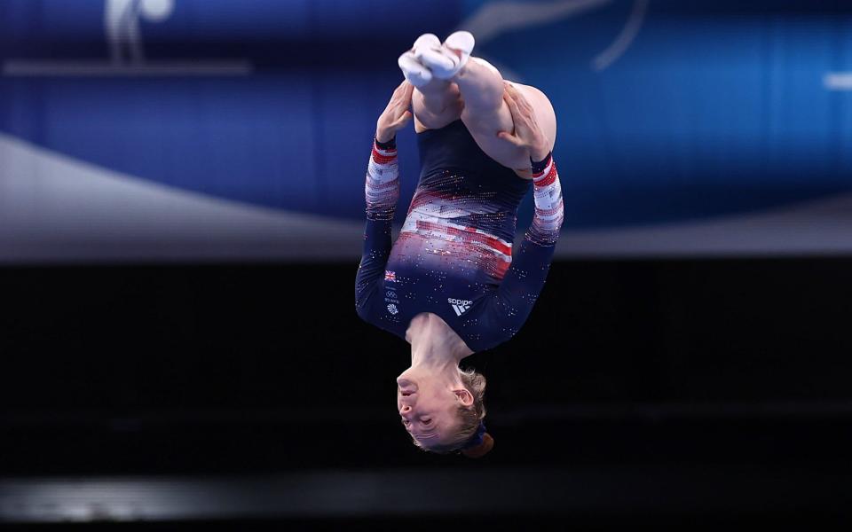 Bryony Page in the middle of her bronze medal-winning routine - REUTERS