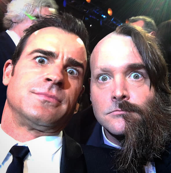 Justin Theroux, with Will Forte at the Critics’ Choice Awards: “Always awkward bumping into Will Forte… Half the time he’s so sweet. The other half he acts like a total psycho.” -@justintheroux