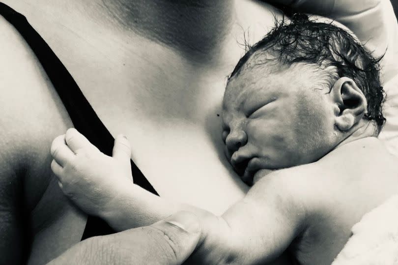 Allanah with her son Idris after his stillbirth in Leicester