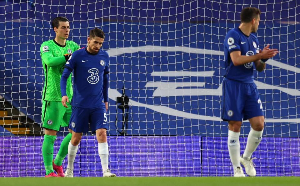 Jorginho is consoled after his error led to Arsenal’s early goalGetty Images