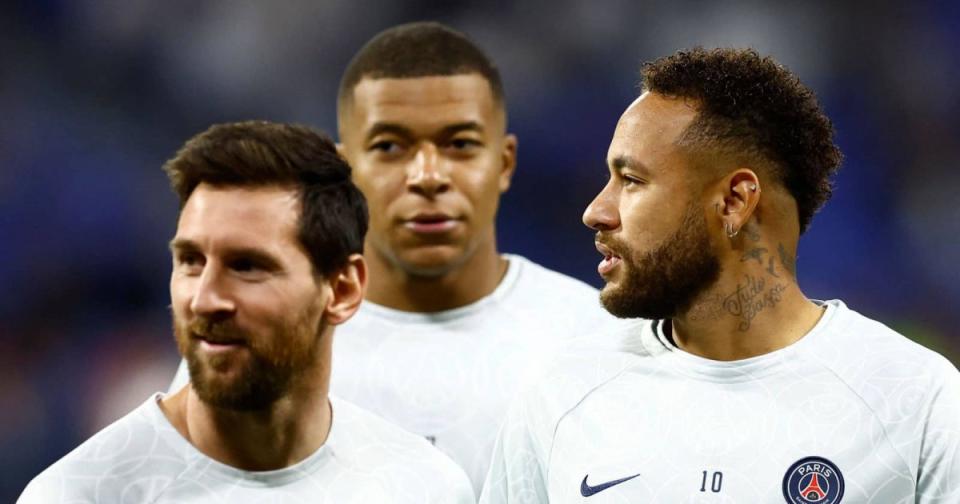 PSG forwards Lionel Messi, Kylian Mbappe and Neymar Credit: Alamy