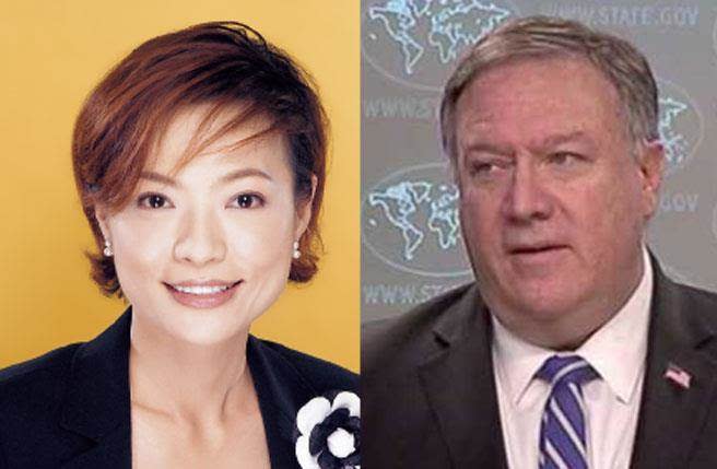 資深媒體人黃寶慧在17日晚間越洋專訪前美國國務卿蓬佩奧（Mike Pompeo）。(圖/摘自黃寶慧臉書及美國國務院官網)