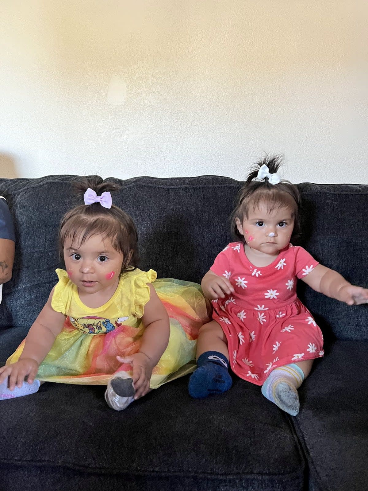 The mum-of-two was told by the ultrasound doctor babies Lilo and Imelda - who were born last year - were measuring differently and had been conceived at different times. (Odalis Martinez De La O / SWNS)