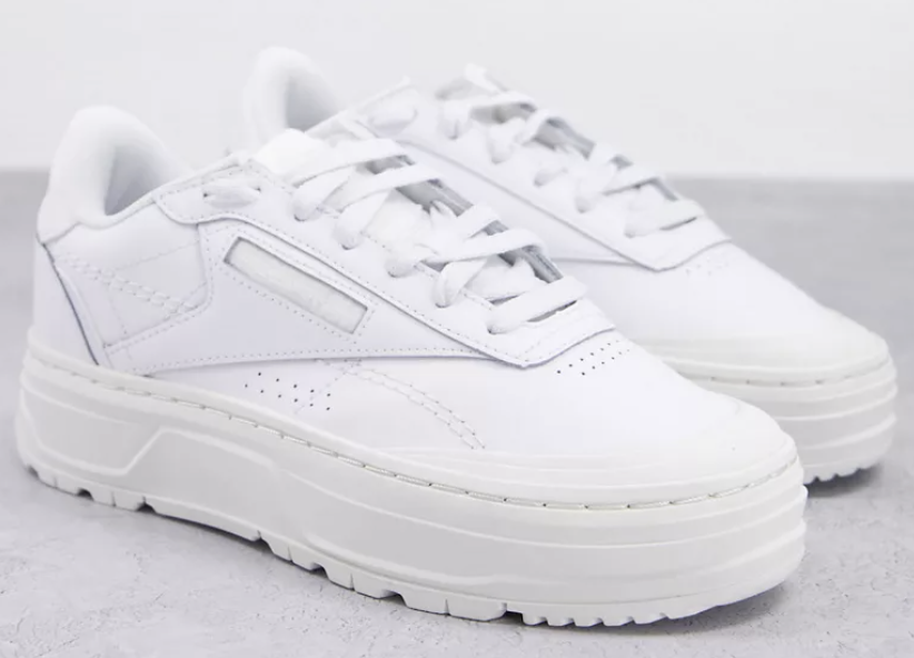 Reebok Club C Double Geo platform trainers in white (Photo: Reebok)