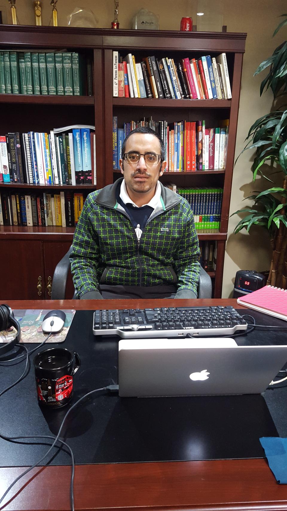 Javier Ortega-Araiza at his work desk