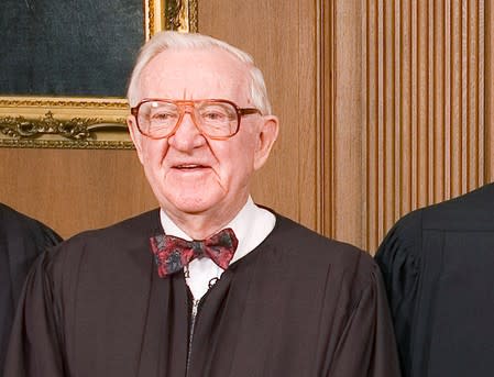 FILE PHOTO: Justice John Paul Stevens in the Chief Justice's Conference Room at the Supreme Court in Washington