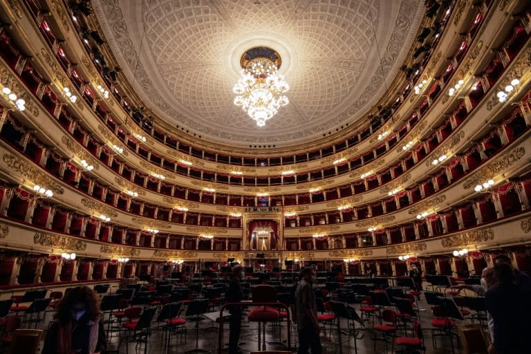 L'auditorium de la Scala avant une répétition à Milan, le 7 mai 2021 (MIGUEL MEDINA)