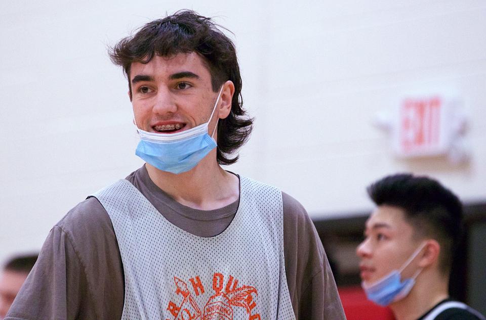 North Quincy's Daithi Quinn at practice on Thursday, January 13, 2022.