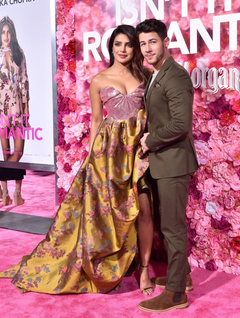 <p>Priyanka Chopra and Nick Jonas attend the premiere of Warner Bros. Pictures' 'Isn't It Romantic' at The Theatre at Ace Hotel on February 11, 2019 in Los Angeles, California. </p>