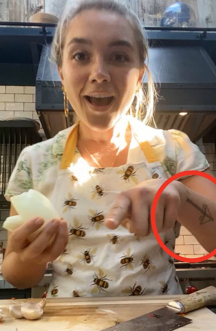 Closeup of Florence Pugh's tattoo