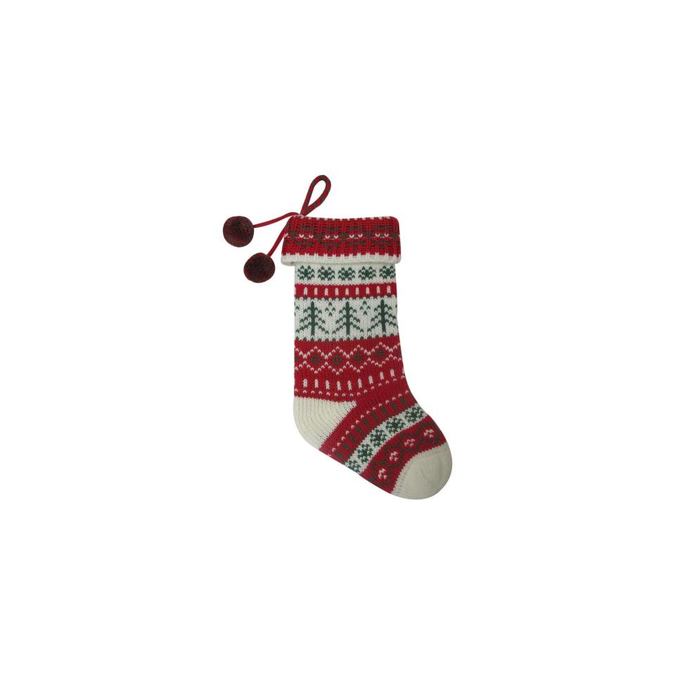 Red Knit Fair Isle Christmas Stocking