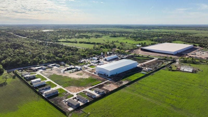  An aerial view of Elon Musk’s Snailbrook community under construction on March 13, 2023 in Bastrop County, Texas. 