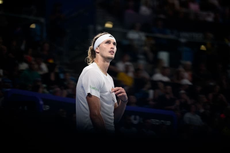 German tennis player Alexander Zverev in action against Australia's Alex De Minaur during their men's Semi-Final tennis match of the 2024 United Cup at Ken Rosewall Arena in Sydney. Steven Markham/AAP/dpa