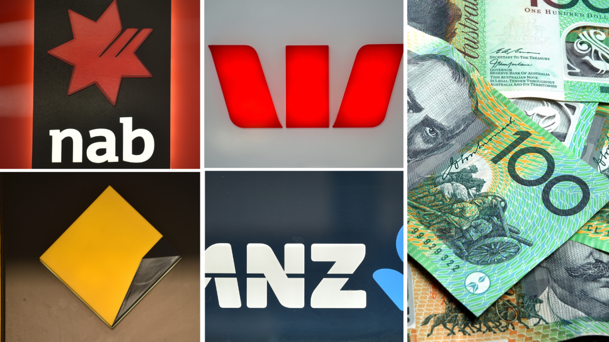 NAB Westpac Commonwealth Bank CBA ANZ. Australian money notes.