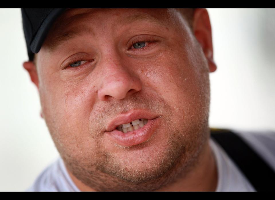 Eric Melerine sheds tears as he talks about possibly losing his fishing business, that has been in the family for genertions, if he can't continue to work because of the oil spill in the Gulf of Mexico on May 1, 2010 in Delacroix, Louisiana. As oil-polluted waters approach the Louisiana coast, fishermen don't want to take chances selling possibly contaminated crabs so they are pulling their traps and dumping their catches. Oil is still leaking out of the Deepwater Horizon wellhead at a estimated rate of 1,000-5,000 barrels a day.  (Joe Raedle, Getty Images)