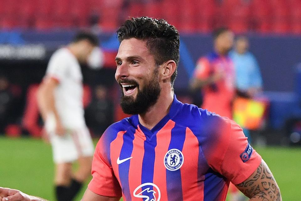 <p>Olivier Giroud netted four goals for Chelsea against Sevilla in the Champions League</p>Getty Images