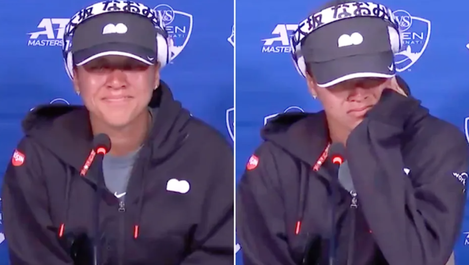 Naomi Osaka terminó su rueda de prensa entre lágrmas.