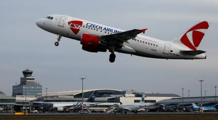 FILE PHOTO: A Czech Airlines Airbus A319 takes off in Prague's Vaclav Havel Airport