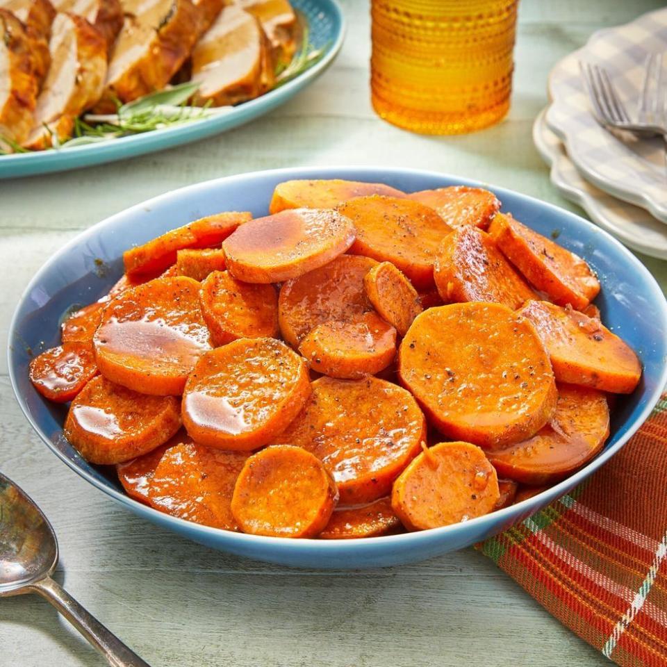 candied sweet potatoes in bowl