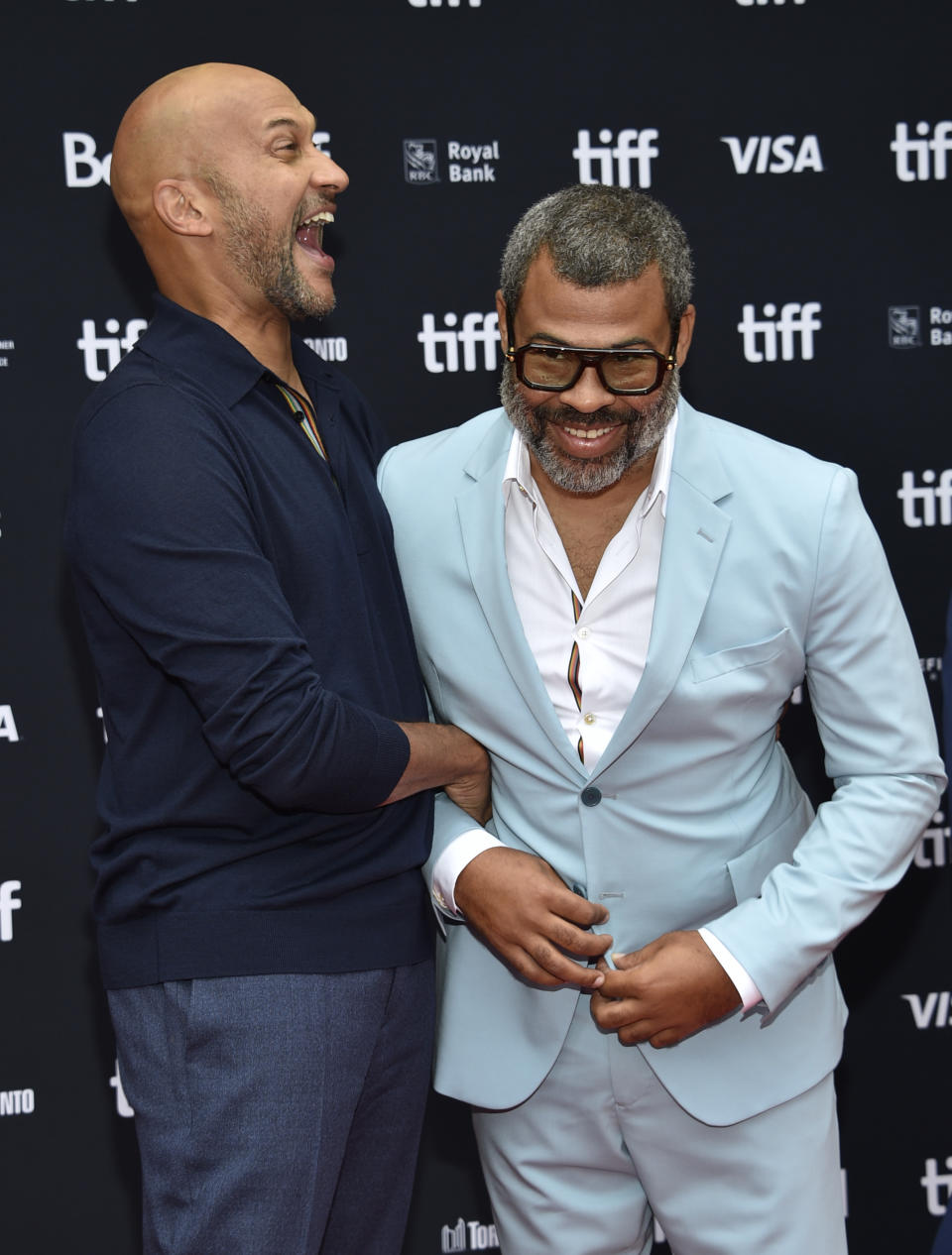 Keegan-Michael Key, left, and Jordan Peele attend the premiere of "Wendell & Wild" at the Princess of Wales Theatre during the Toronto International Film Festival, Sunday, Sept. 11, 2022, in Toronto. (Photo by Evan Agostini/Invision/AP)