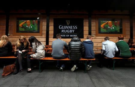 People watch the Rugby World Cup in Lavery's Bar in Belfast Northern Ireland, October 11, 2015. REUTERS/Cathal McNaughton