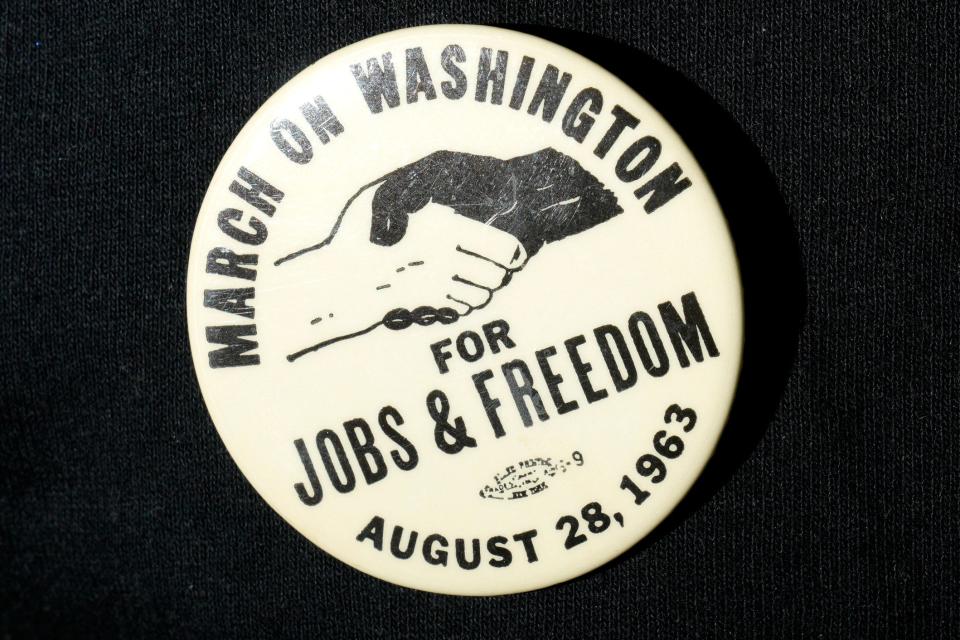 Teaneck resident, Clifton Arrington, was a 28 year-old Englewood resident in 1963 when he attended the March on Washington when he heard Martin Luther King Jr. give his "' Have a Dream' speech. Arrington got this pin in Washington D.C. that day and has kept it since then. Wednesday, August 16, 2023