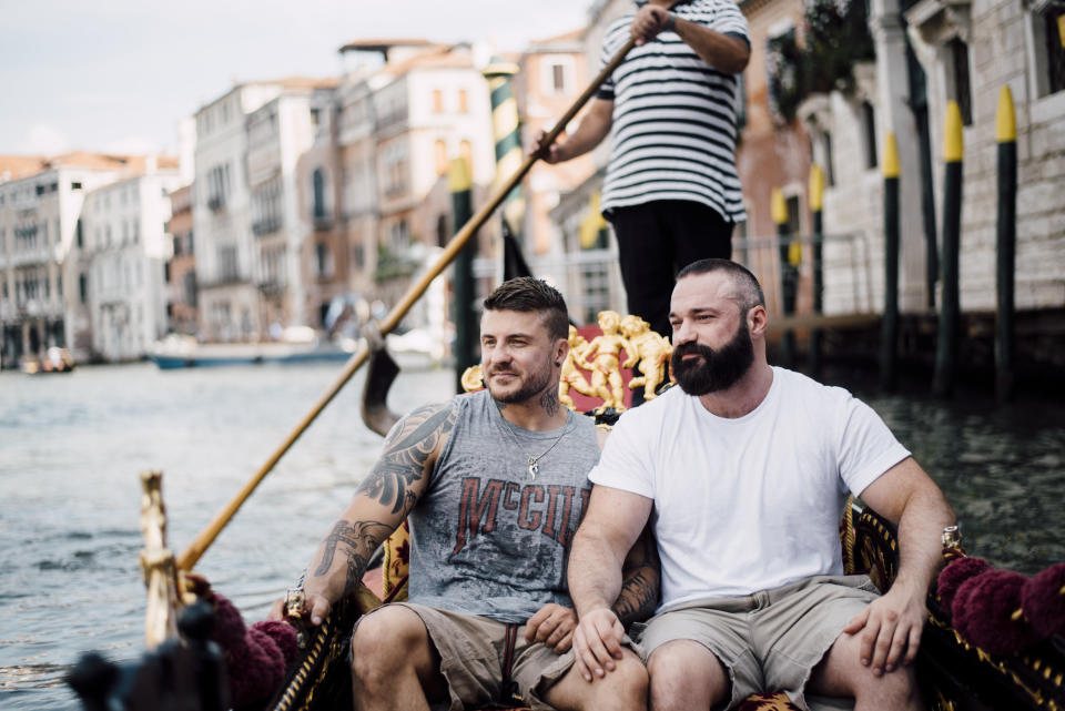 The couple on the gondola ride in Venice.&nbsp;