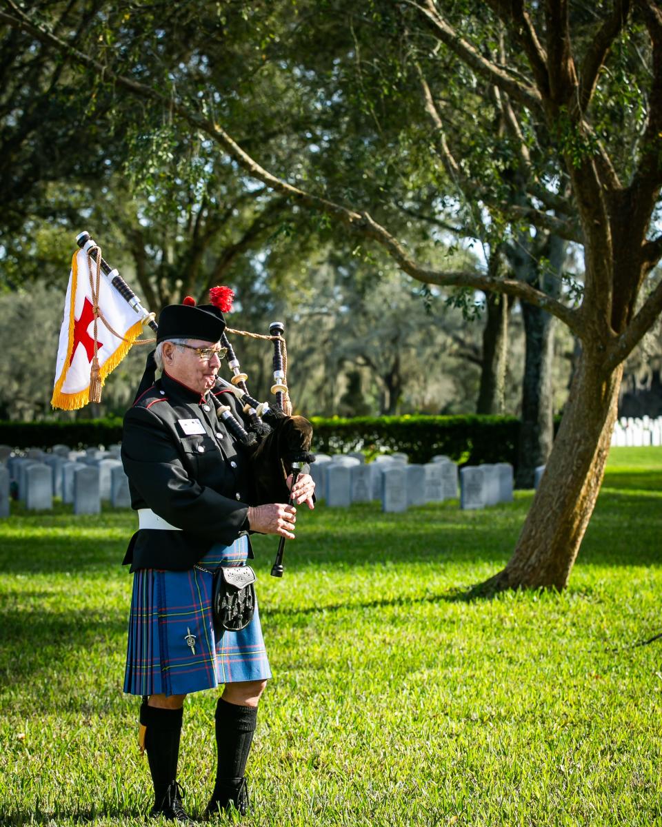 A ceremony at the Florida National Cemetery in Bushnell.