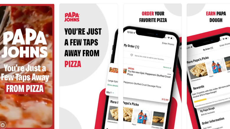 Papa John app screenshots