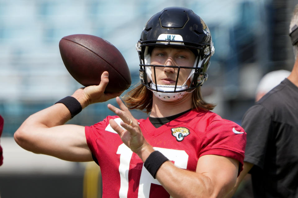 Jacksonville Jaguars quarterback Trevor Lawrence is coming off a great finish to last season. (AP Photo/John Raoux)