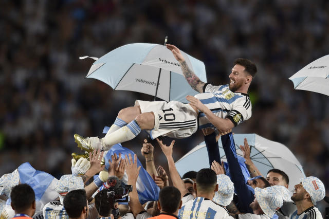 Lionel Messi reps Argentina's alternate kit for the Women's World