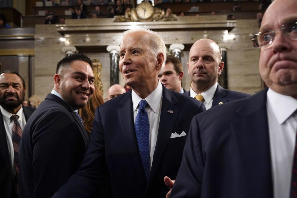 washington, dc february 07 us president joe biden leaves after delivering the state of the union address on february 7, 2023 in the house chamber of the us capitol in washington, dc the speech marks biden's first address to the new republican controlled house photo by jacquelyn martin poolgetty images