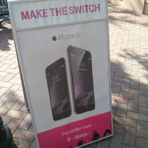 T-Mobile sign advertising the iPhone 6