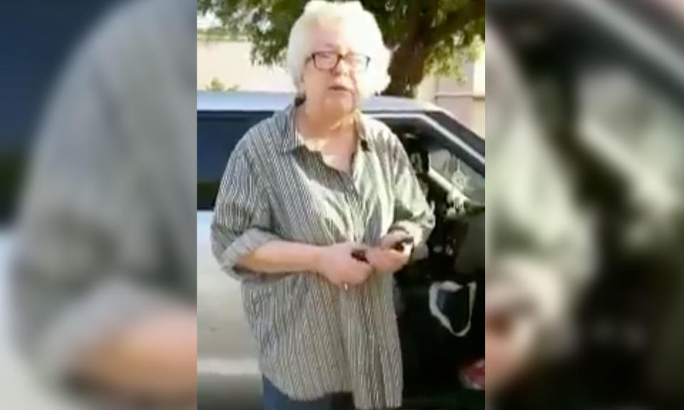 A woman — whom the internet named “Parking Lot Barbara” — called the police on a mother and her baby who were sitting in their car. Photo: Twitter/@Blk_Hermione