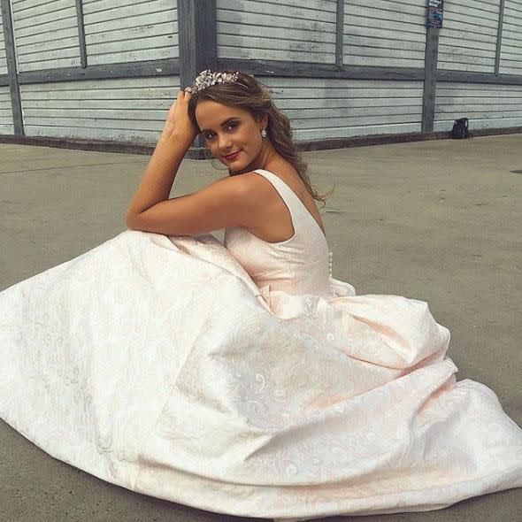 The TV villain has shared behind-the-scenes photos from her recent photo shoot for a bridal gown brand. Source: Instagram/rachael.hammer