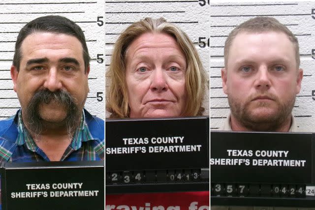 <p>Texas County Sheriff's Office</p> Cole Earl Twombly (left); Tiffany Machel Adams; and Paul Jeremiah Grice.