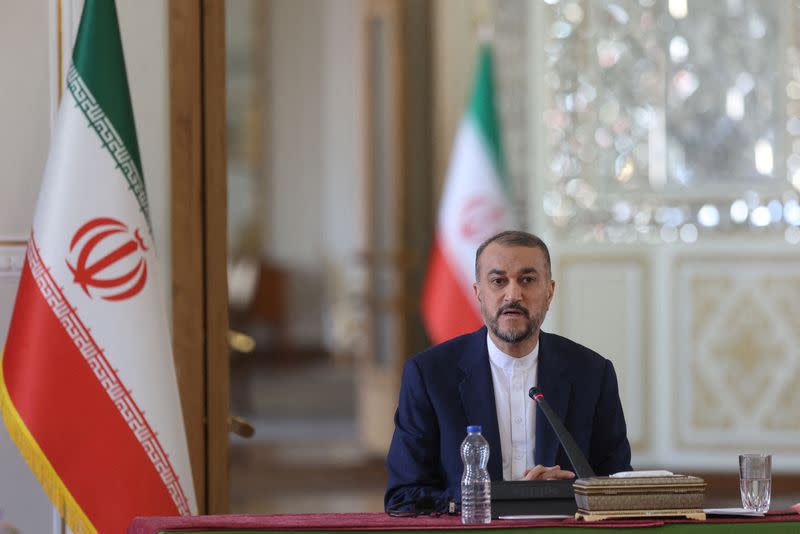 Iranian Foreign Minister Hossein Amirabdollahian attends a news conference, in Tehran