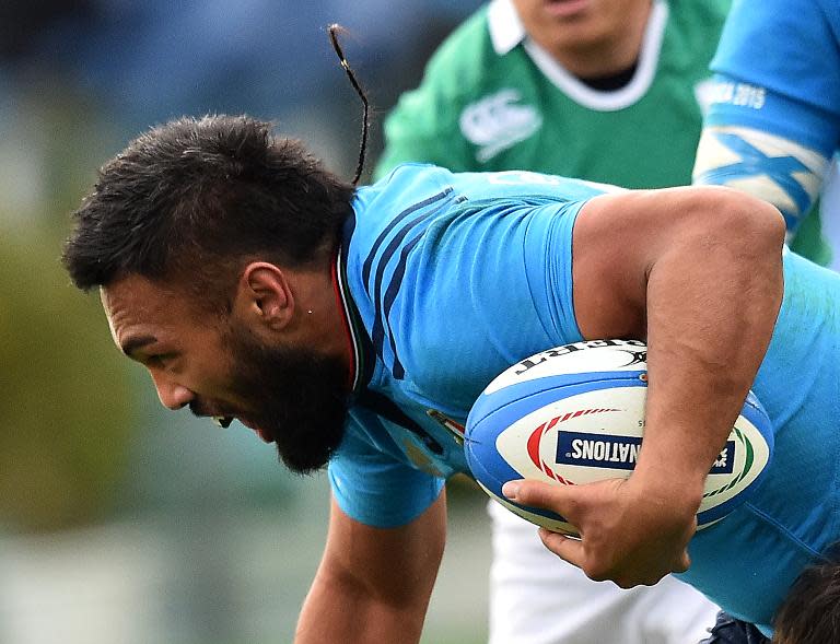 Italy's Kelly Haimona during the Six Nations match against Ireland at the Olympic Stadium on February 7, 2015