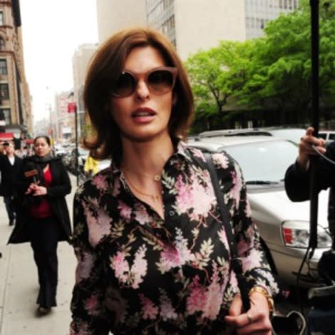 Linda Evangelista arrived at Manhattan Family Court last Thurs.